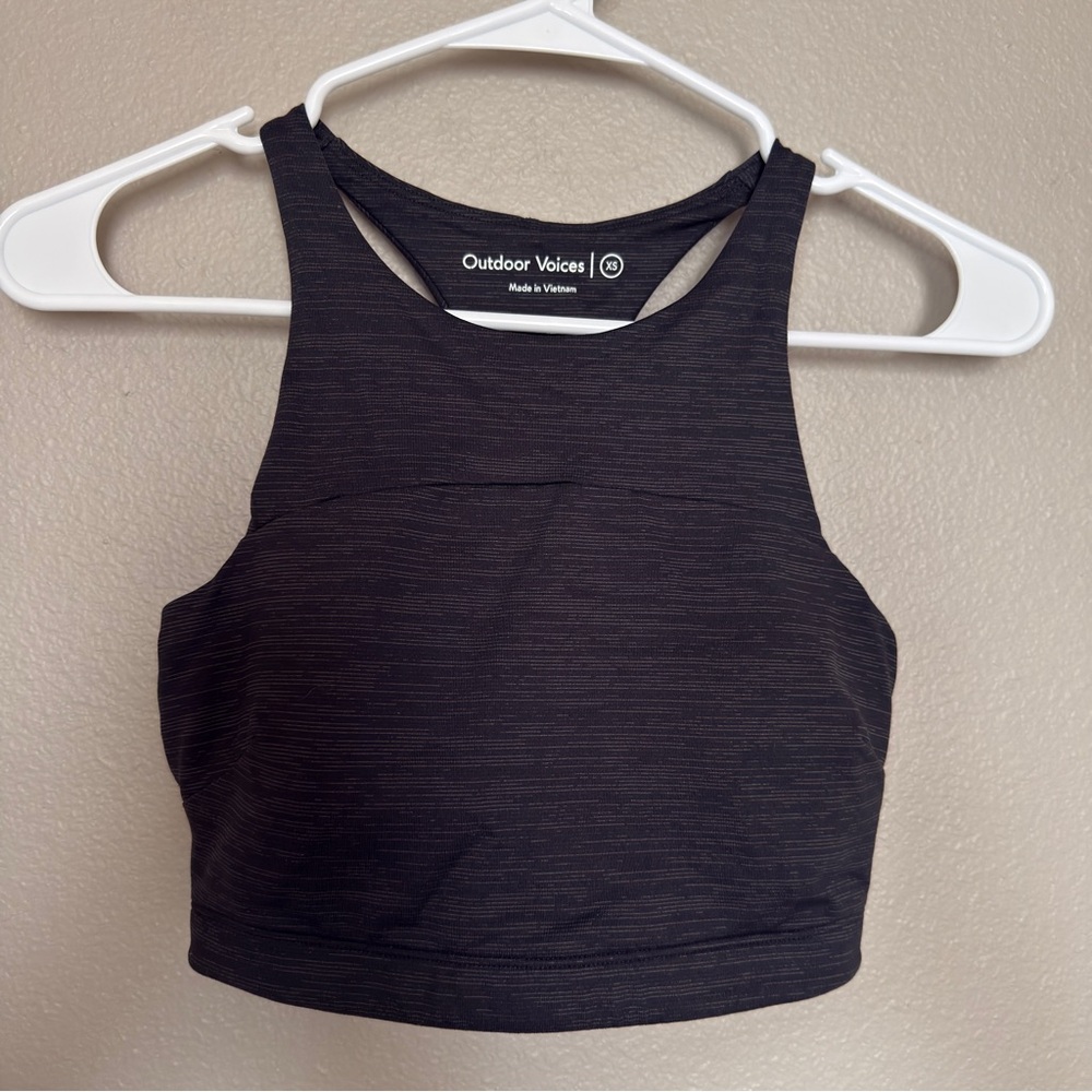Outdoor Voices Black Heather High Neck Sports Bra